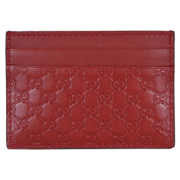 Gucci Handbags - Red Gucci Guccissima Card Wallet Gucci Handbags - Red Gucci Guccissima Card Wallet